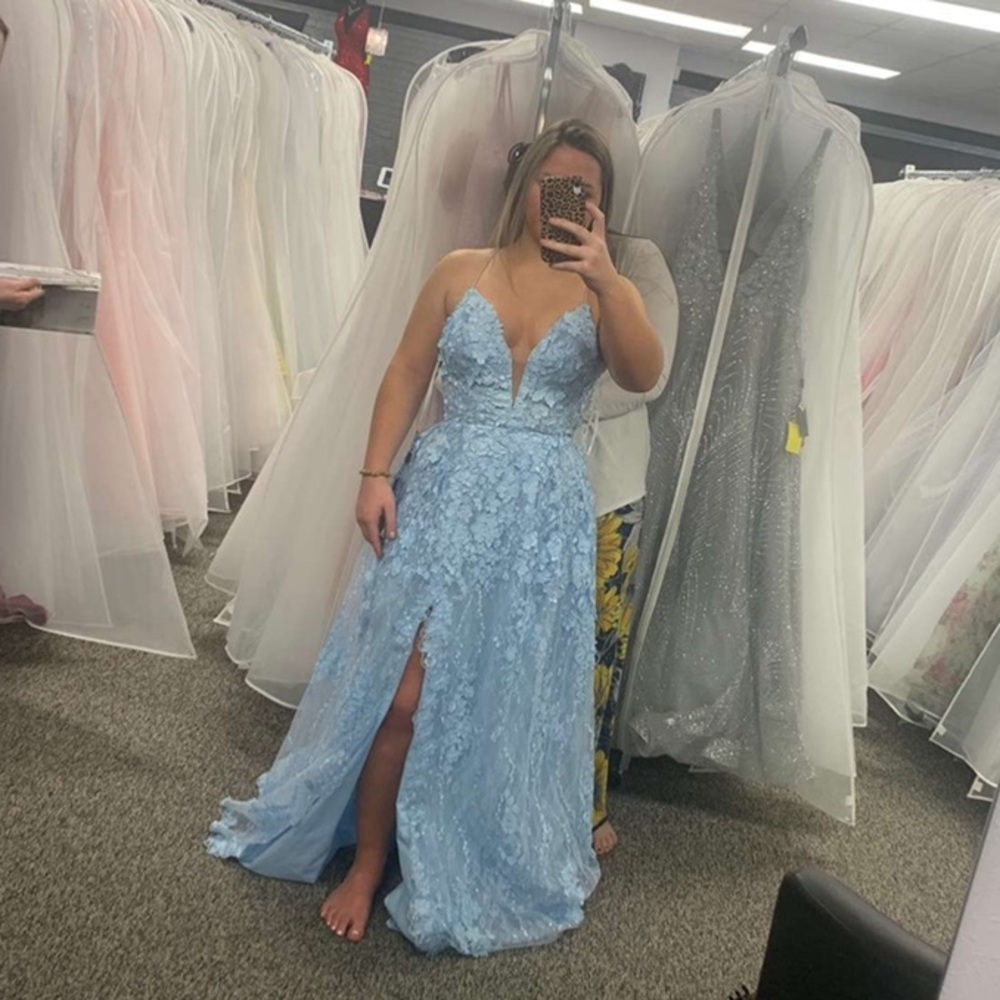 Light Blue Juliet Prom Dress/Evening Gown w/Slit